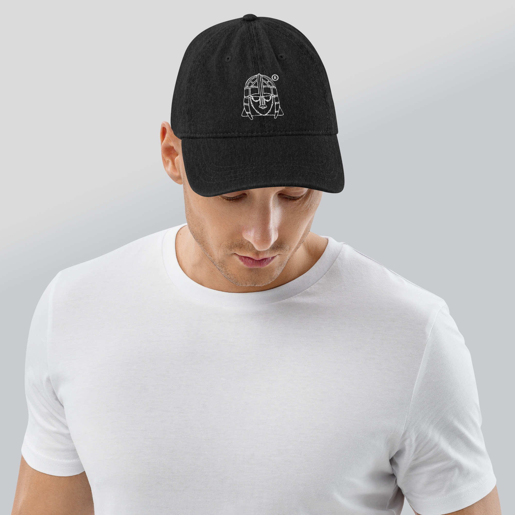 Hoo Hat - Denim Embroidered Cap - Black - Image 8