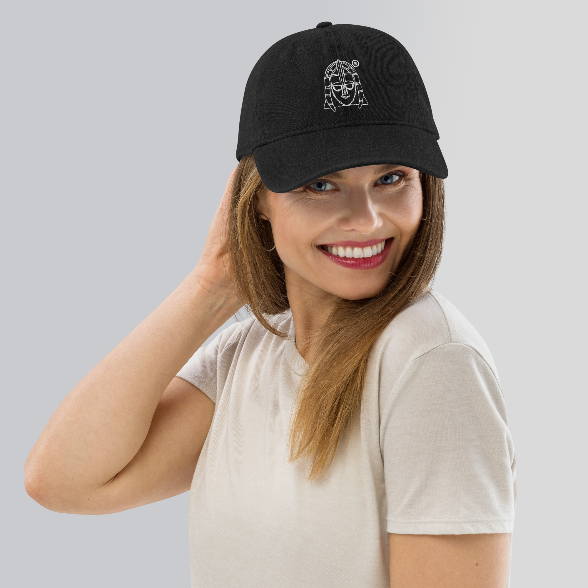 Hoo Hat - Denim Embroidered Cap - Black - Image 5