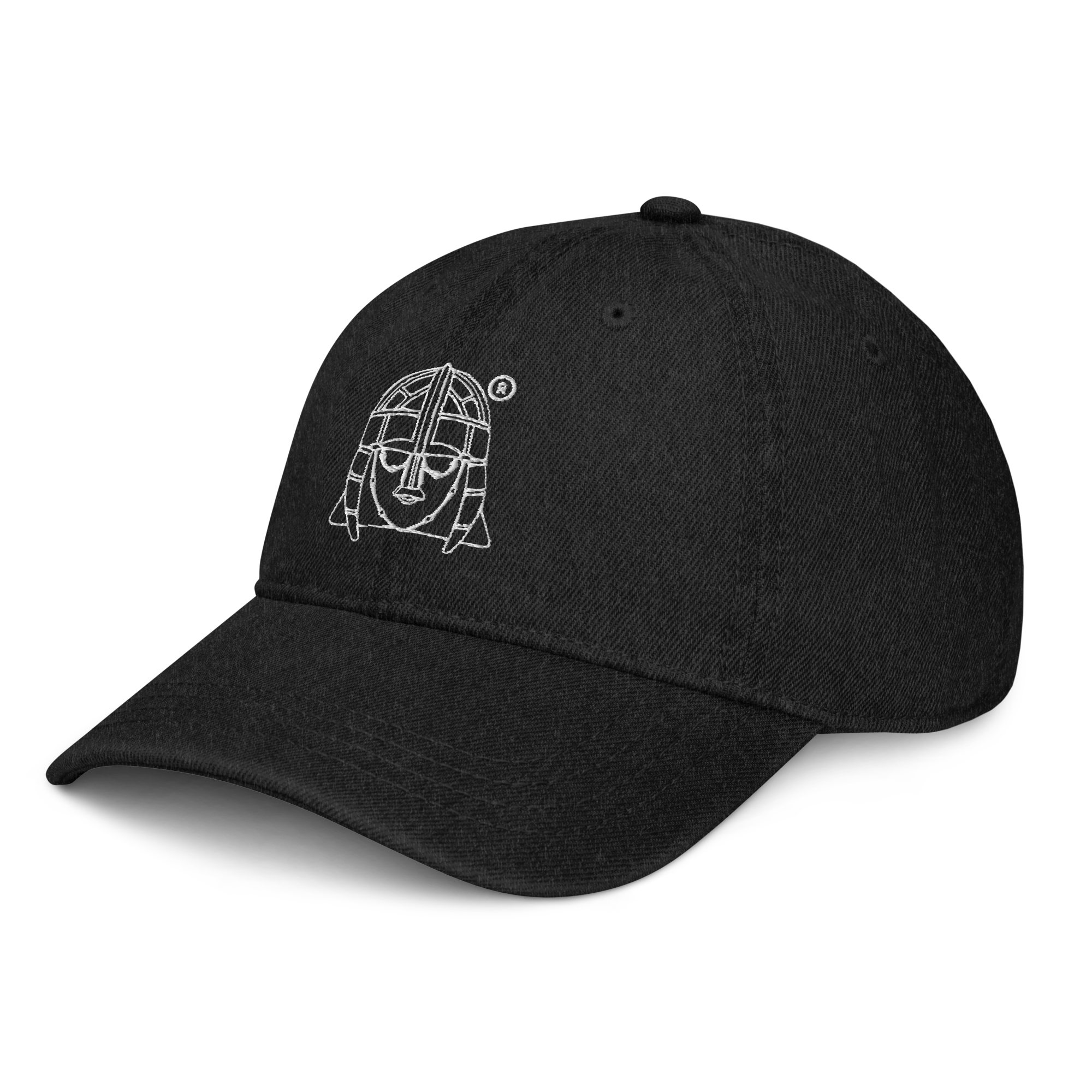 Hoo Hat - Denim Embroidered Cap - Black - Image 2