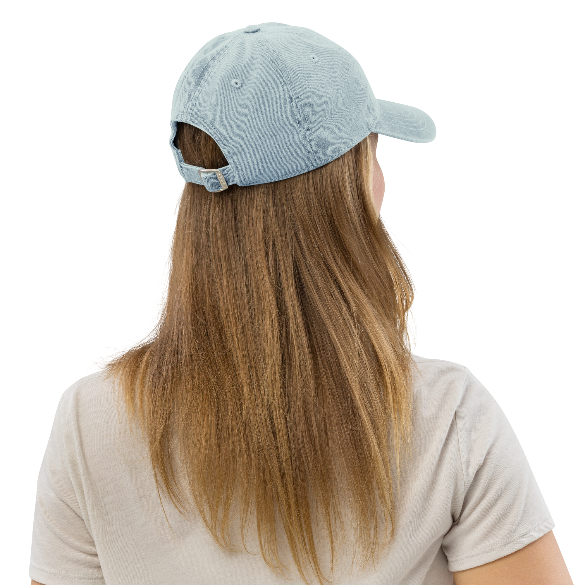 Hoo Hat - Denim Embroidered Cap - Light Blue - Image 12