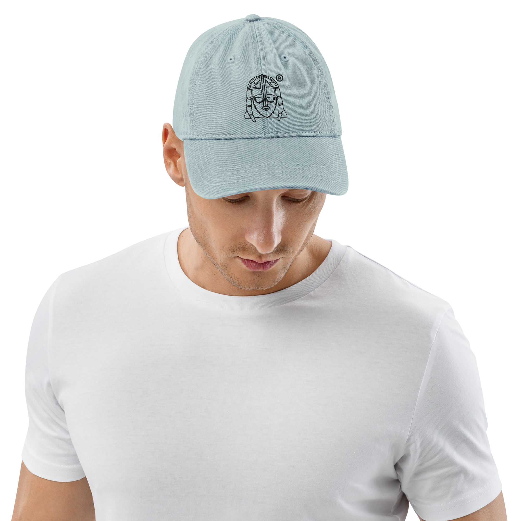 Hoo Hat - Denim Embroidered Cap - Light Blue - Image 7