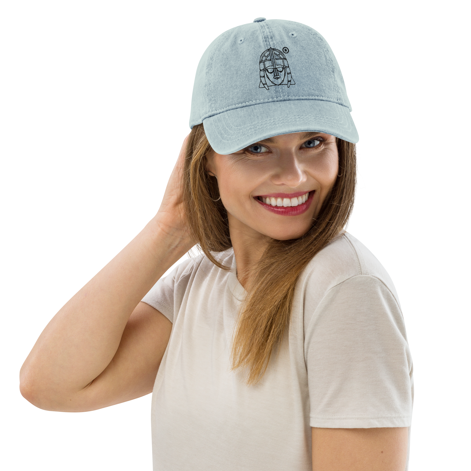 Hoo Hat - Denim Embroidered Cap - Light Blue - Image 10