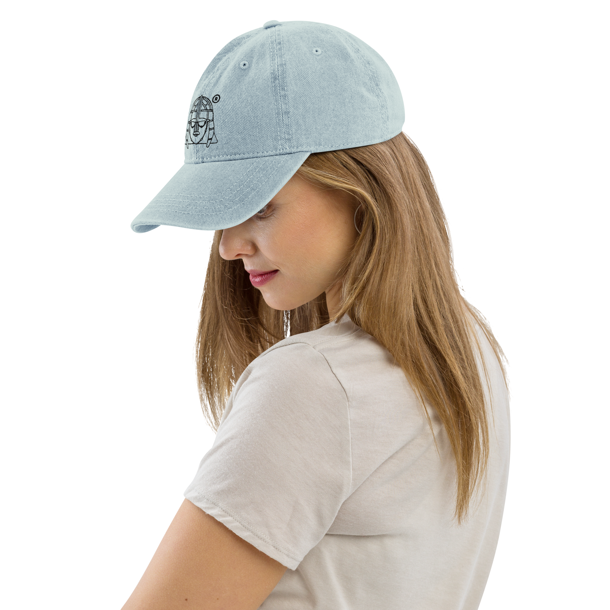 Hoo Hat - Denim Embroidered Cap - Light Blue - Image 11