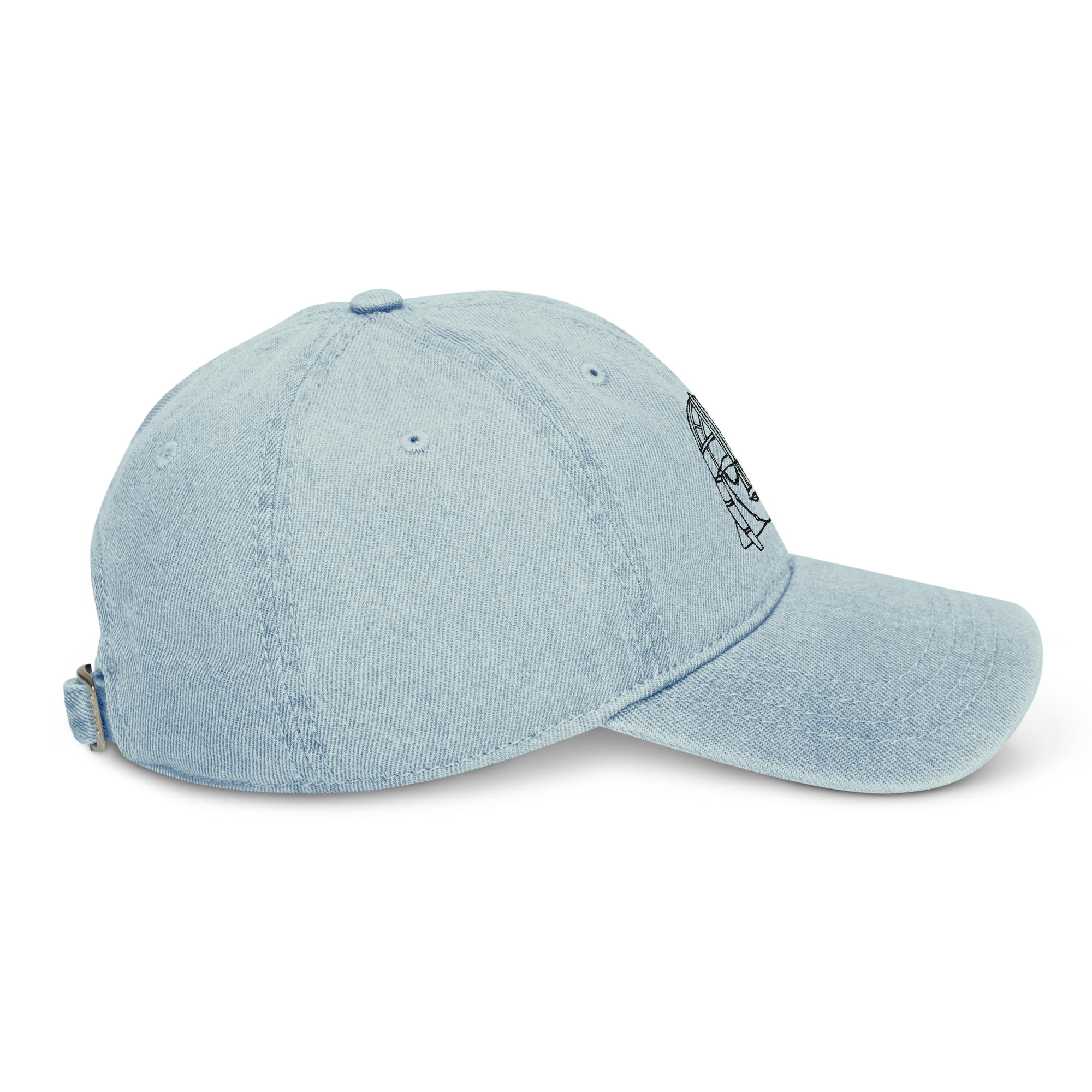 Hoo Hat - Denim Embroidered Cap - Light Blue - Image 4