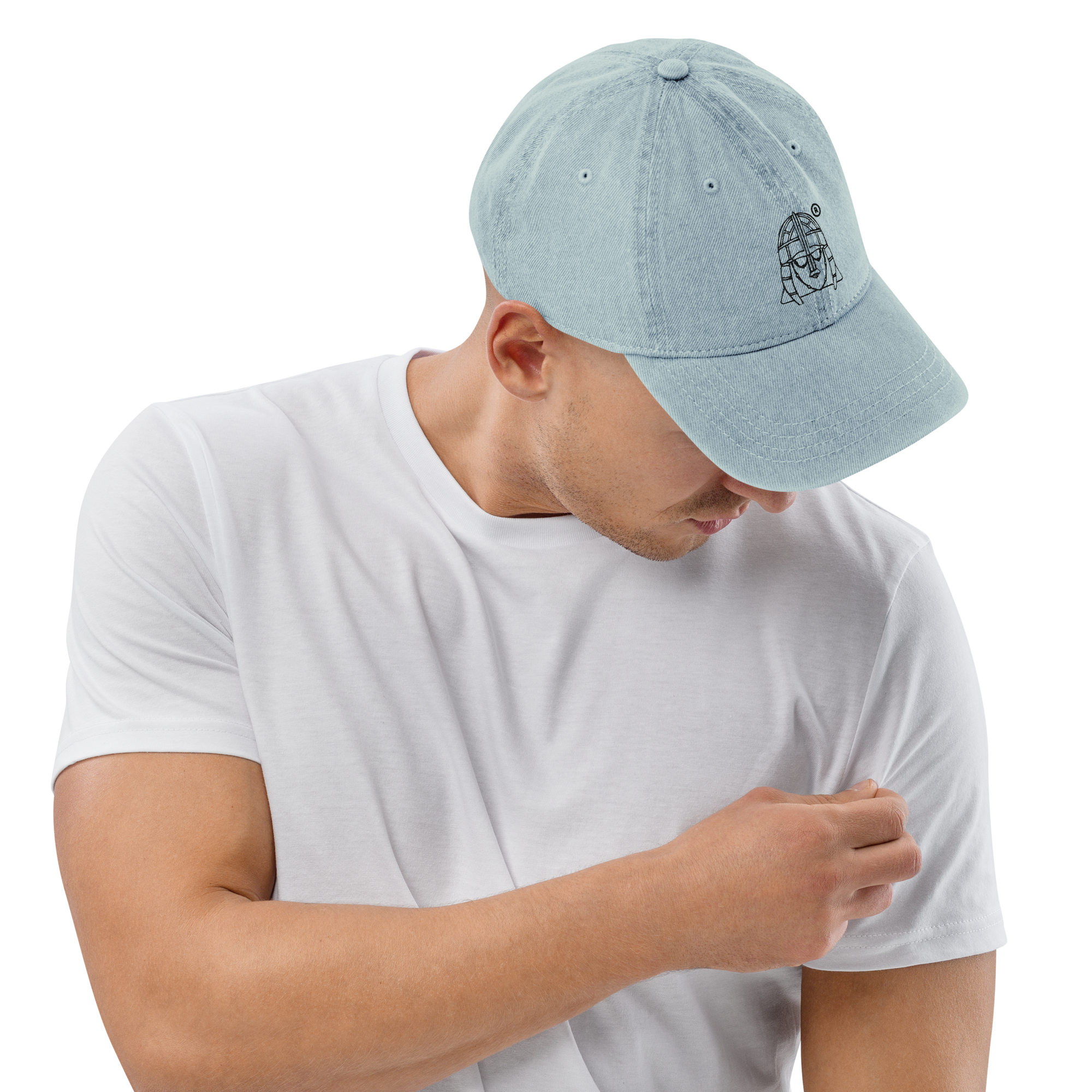 Hoo Hat - Denim Embroidered Cap - Light Blue - Image 8