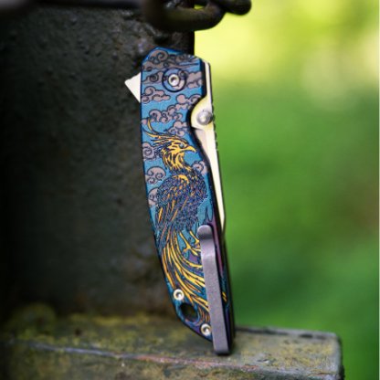Hoo Knives - Phoenix - Engraved - Blue/Purple #2